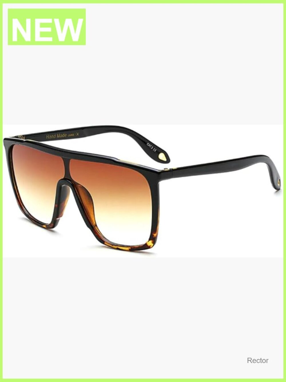 Oversized 70s Retro Sunglasses Flat Top Square One-Piece Lens Classic Shades